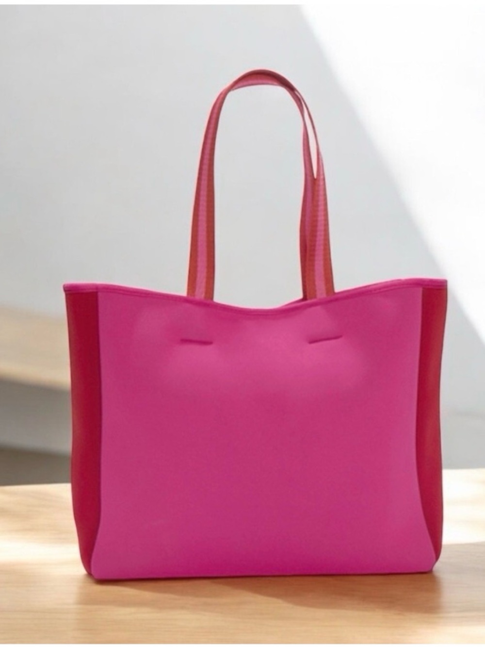 summersalt Hot Pink Tote with Contrasting Handles